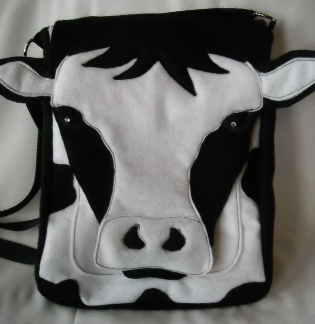 3D Spotted Cow Felt IPad/Hip Bag/Purse made from Recycled Water Bottles