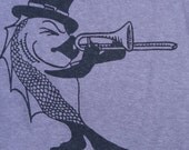 NOLA Fish - Black on Dusty Purple - Organic Cotton & Hemp