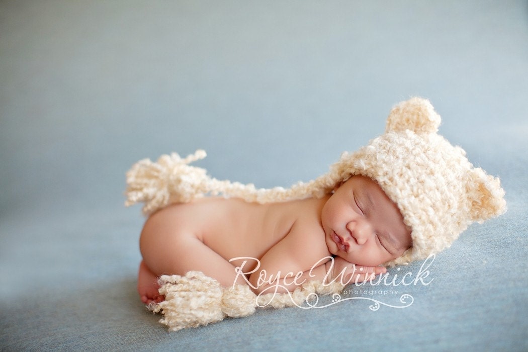 Baby Bear Hat Crochet Photography Prop Ready Item