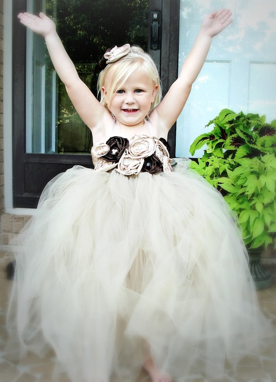 Flower girl tutu dress, Custom made to order for you with FREE headband.