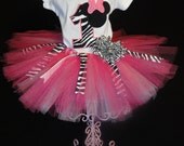 Minnie Mouse Inspired Tutu Set  Zebra     Can Be Made For 1st 2nd or 3rd Birthday