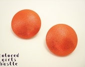 Vintage Inspired Large Button Earrings: Orange and Gold