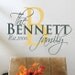 Wall Decal Monogram Custom Family Name Est Date Personalized Vinyl Art 35"w