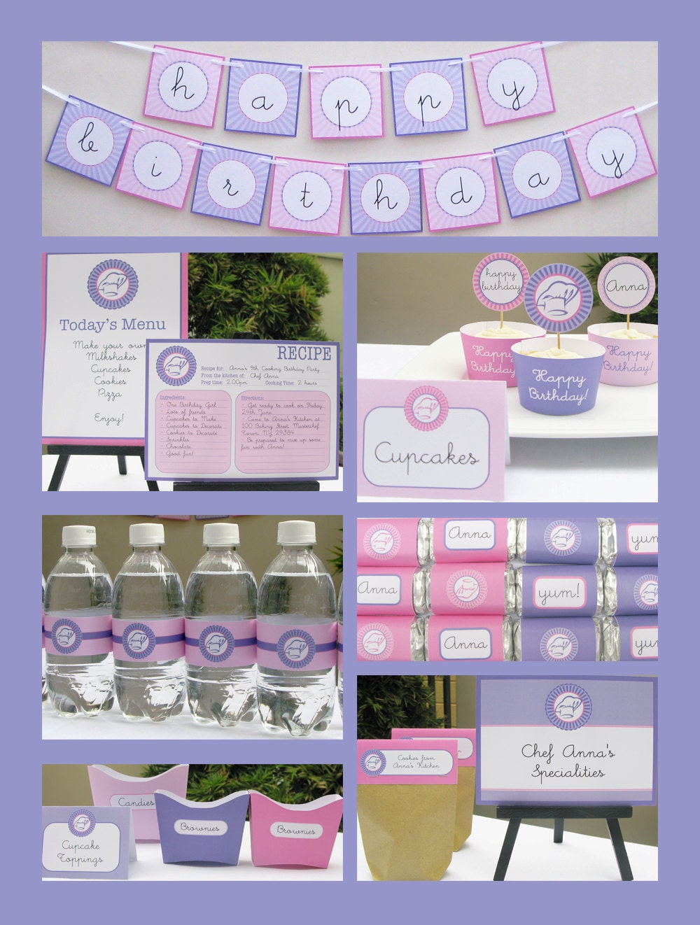 Cooking Birthday Party Invitation & Printable Party Package, EDITABLE text PDF file - you personalize at home with Adobe Reader