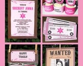 Cowgirl Birthday Party Invitation & Printable Party Collection, EDITABLE text PDF file - you personalize at home with Adobe Reader