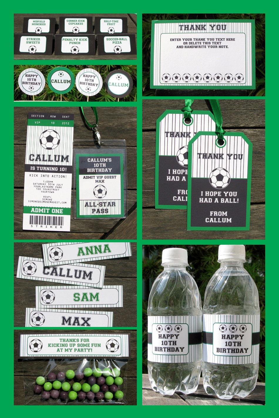 Soccer Birthday Party - INSTANT DOWNLOAD full Printable Sport Collection + Invitation - EDITABLE text that you personalize with Adobe Reader Il_570xn