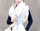 Nuno felted ivory stole cape capelet shawl and flower necklace Hand Felted Super soft ivory Eco wedding