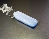 Blue druzy necklace: aqua drusy agate stone, sterling silver chain, bold druzy handmade winter fashion holiday gifts for women