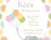 Elephant and Balloons Invitation ... Personalized Printable Invite ... Baby's First Birthday, Birthday, Baby Shower .. eb01 Il_170x135