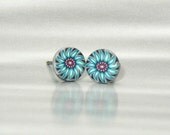 Teal Starburst Post Earrings