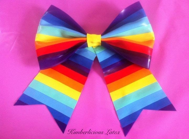 Rainbow Latex Hair and Belt Bow