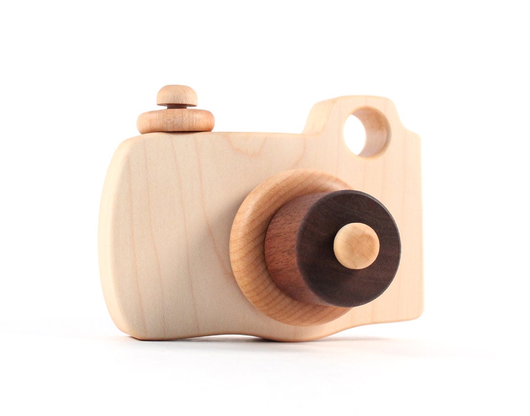 natural toy CAMERA, organic wooden imagination toy -- safe, eco-friendly wood fun, educational free play for toddler, preschool, kids