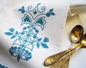 FOLKLORE hand screen printed tea towel