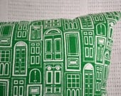 KNOCK KNOCK hand printed cushion cover in Kelly Green