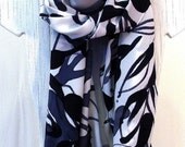 Hand Painted Silk Scarf. Handmade Silk Scarf. Japanese Silk Scarf  Zen Leaves. Luxury Silk. Silk Crepe. Silk Dye. 22x90 in. Made to Order.