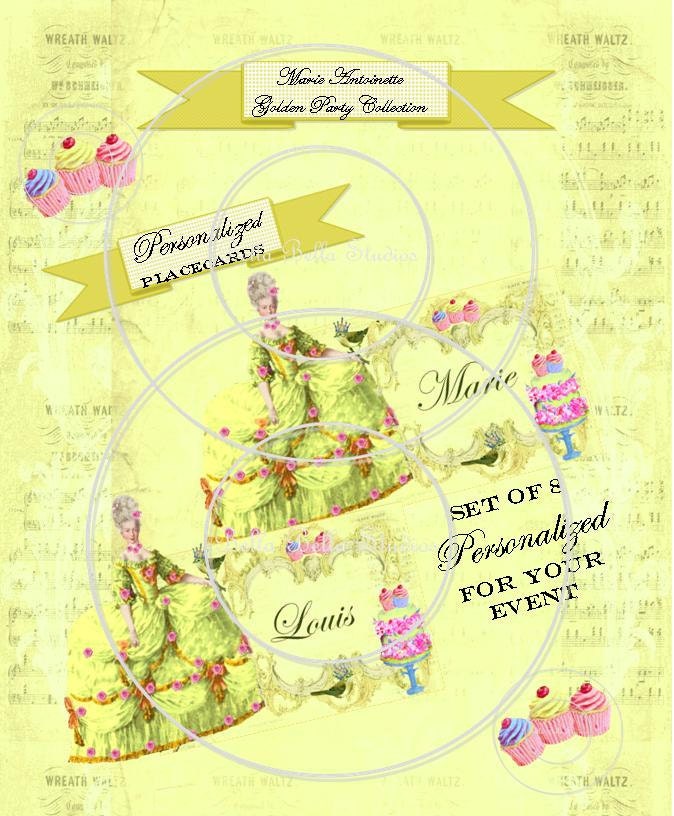 Marie Antoinette Golden Party CUSTOM PRINTABLE Cards by Bella Bella Studios Il_570xn