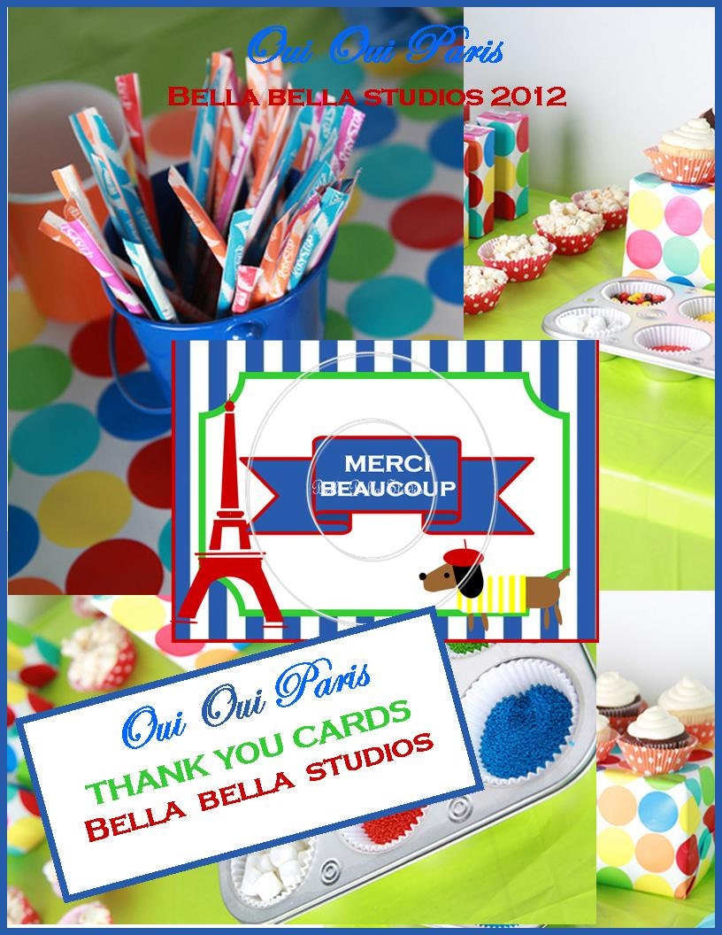 Oui Oui Paris - Instant Download PRINTABLE THANK YOU Cards - Merci Beaucoup Eiffel Tower Paris Party Painting Art Birthday Il_570xn