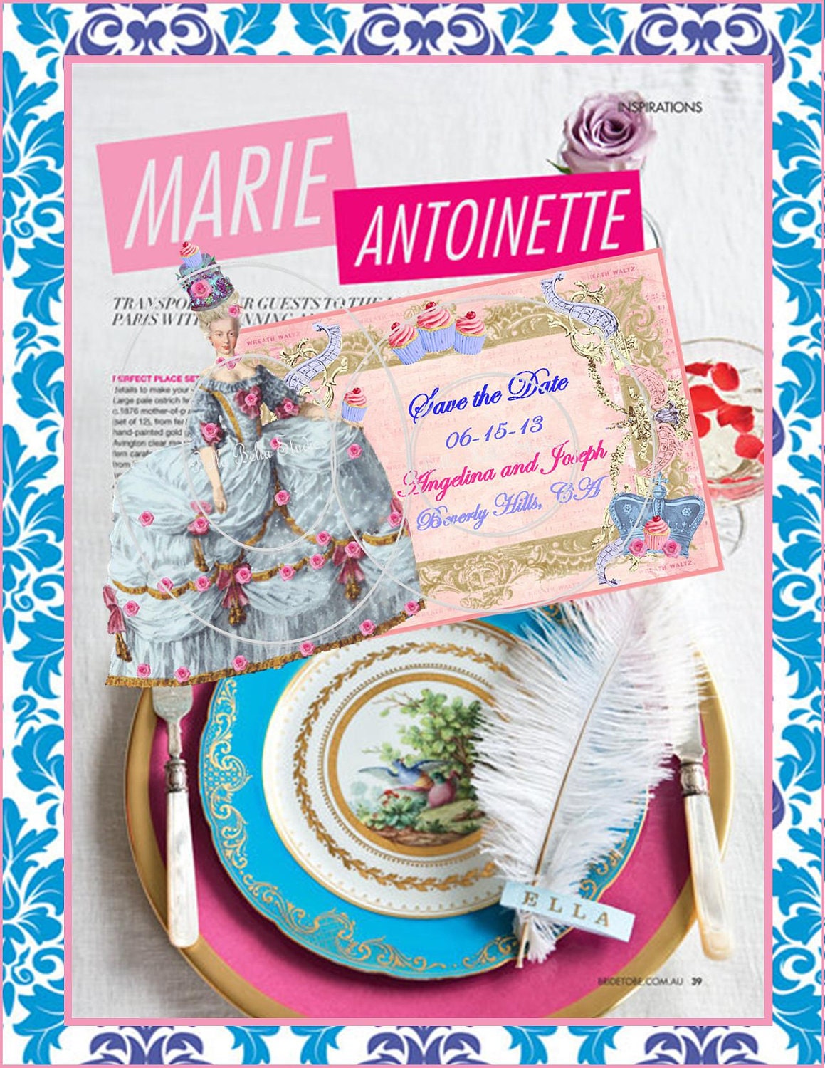 MARIE ANTOINETTE - Let Them Eat Cake - Custom PRINTABLE - Place cards - Favor Tags - Dessert and Food Labels - Bella Bella Studios Il_570xn
