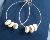 Puka Shell Sterling Silver Teardrop Hoops