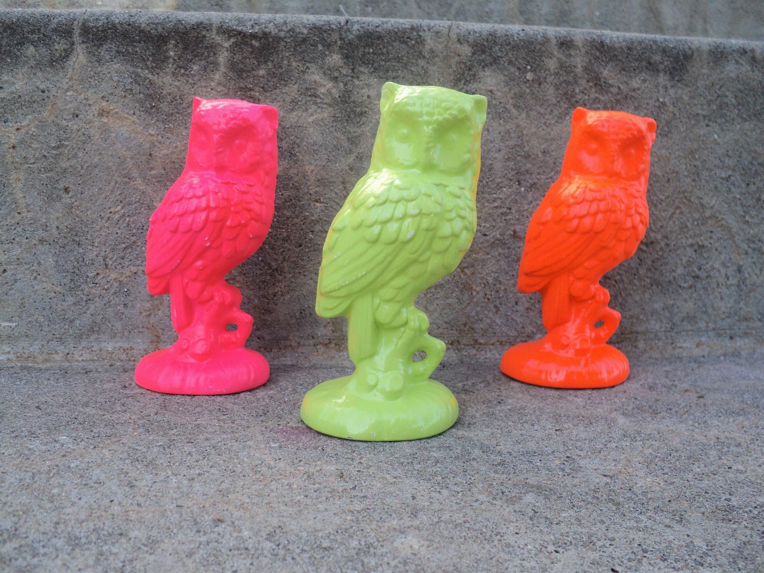 Bright Owl Trio Pink Lime and Orange