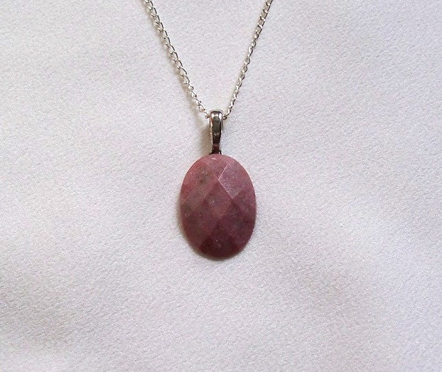 Pink Rhodonite Gemstone Pendant Necklace Jewelry