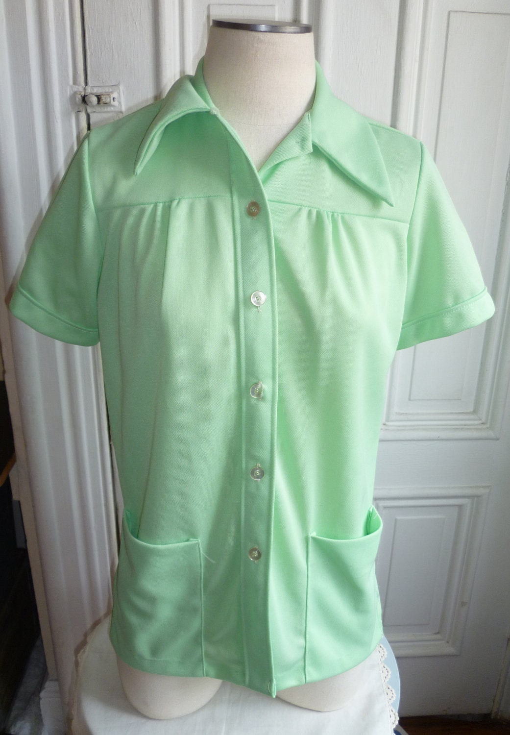 Vintage 70s Lime Green Women's Shirt/Tunic- L/XL
