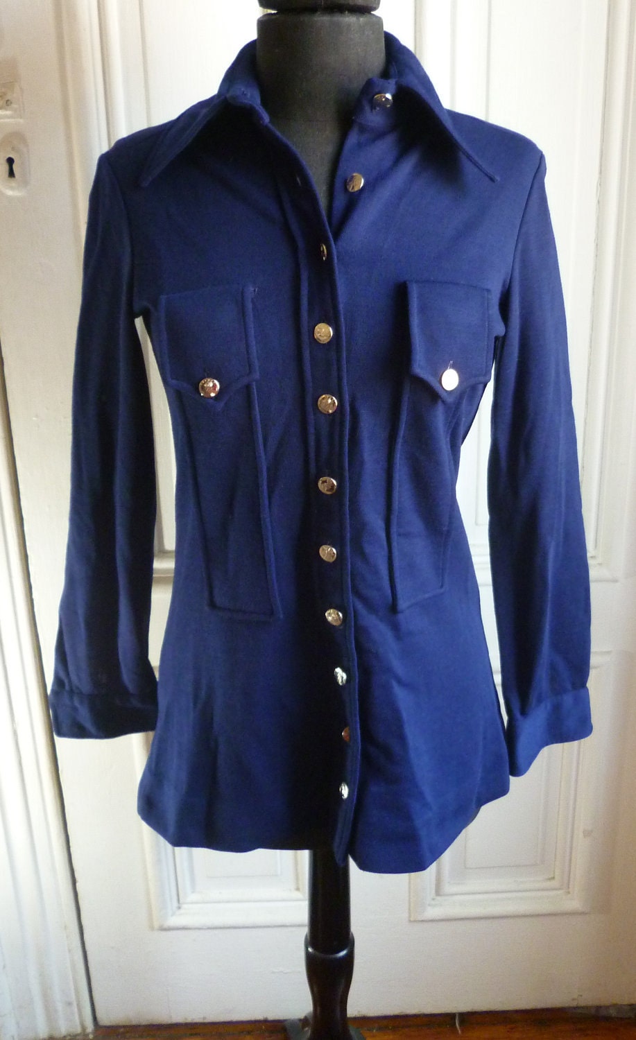 Vintage 70s Mod Navy Leggings Pantsuit - S/M