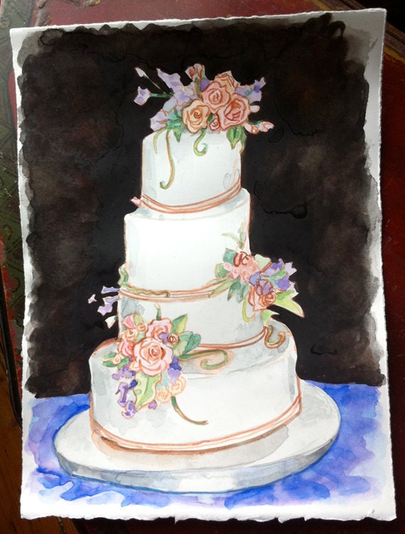 Watercolor Wedding Cake Portrait