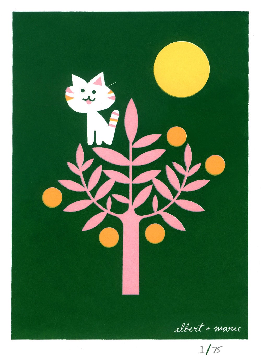 Kitty & Citrus - 5x7 Screen Print