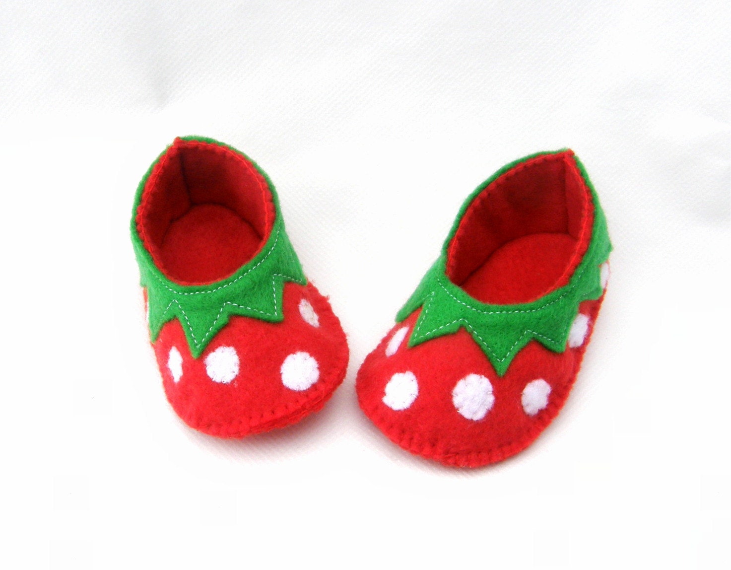 Strawberry baby booties fruit baby shoes felt baby booties novelty shoes newborn