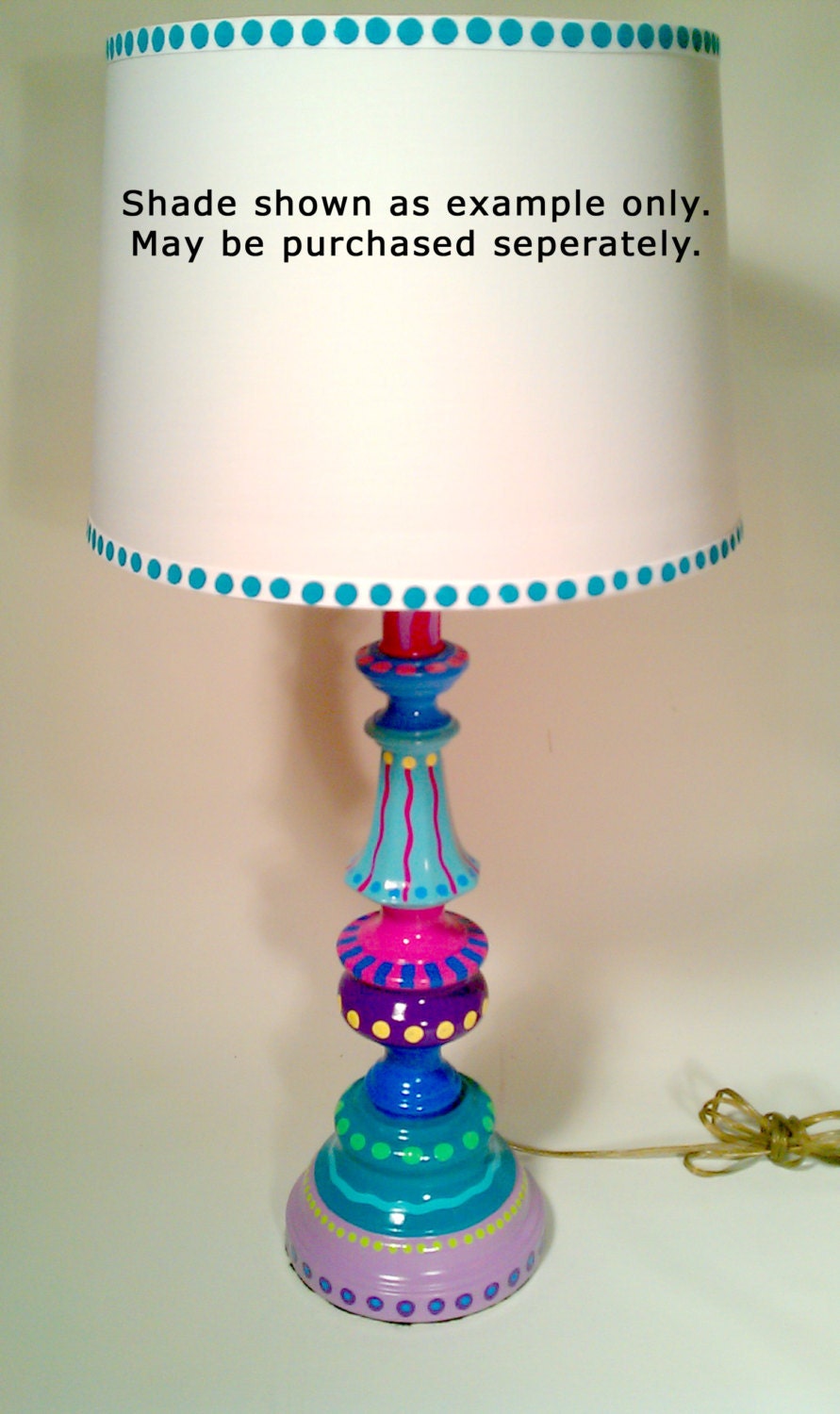 Hand Painted Table Lamp 007- Fun Funky Whimsical and Crazy
