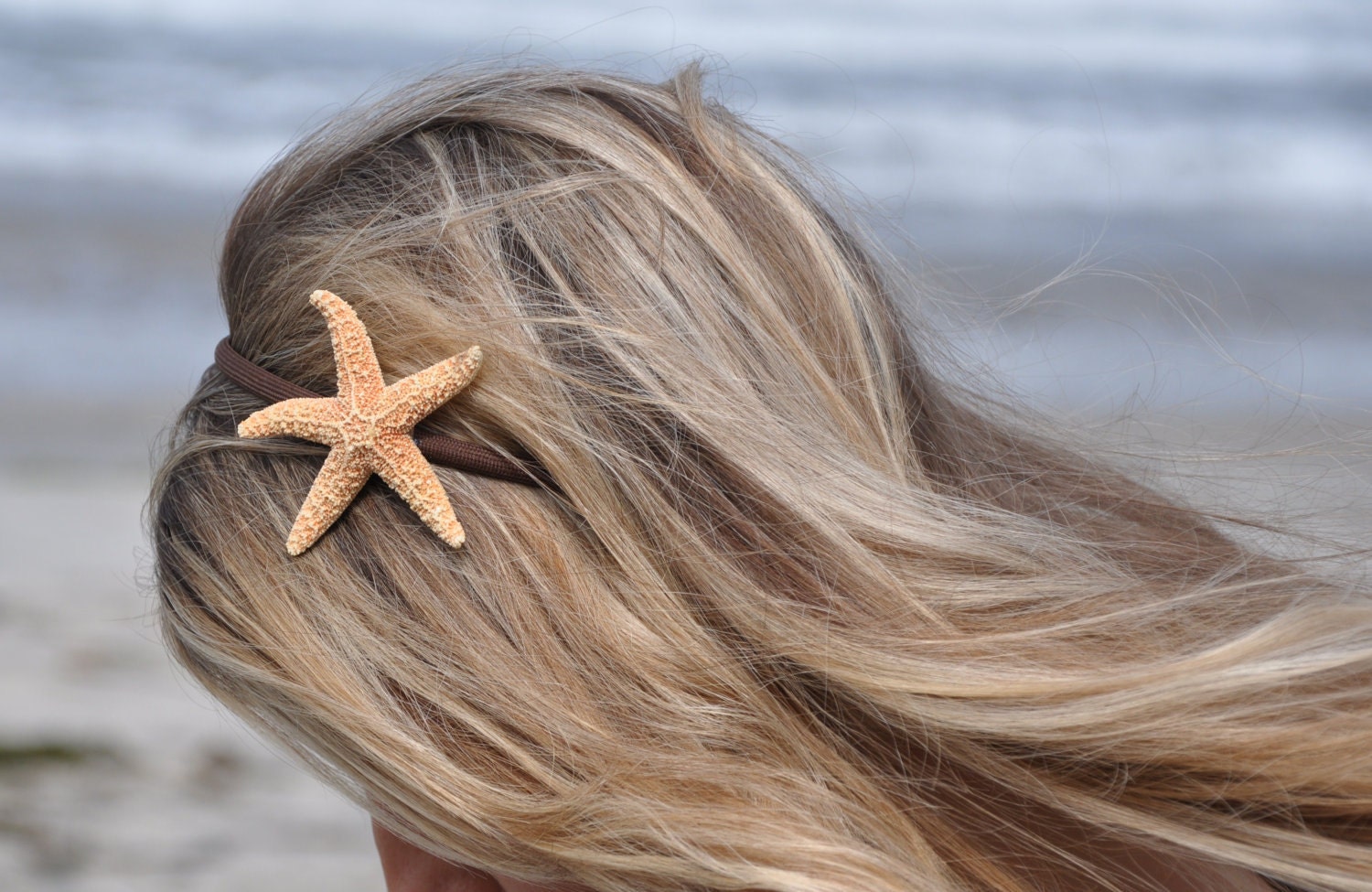Sugar Starfish on Brown Headband Mermaid Hair