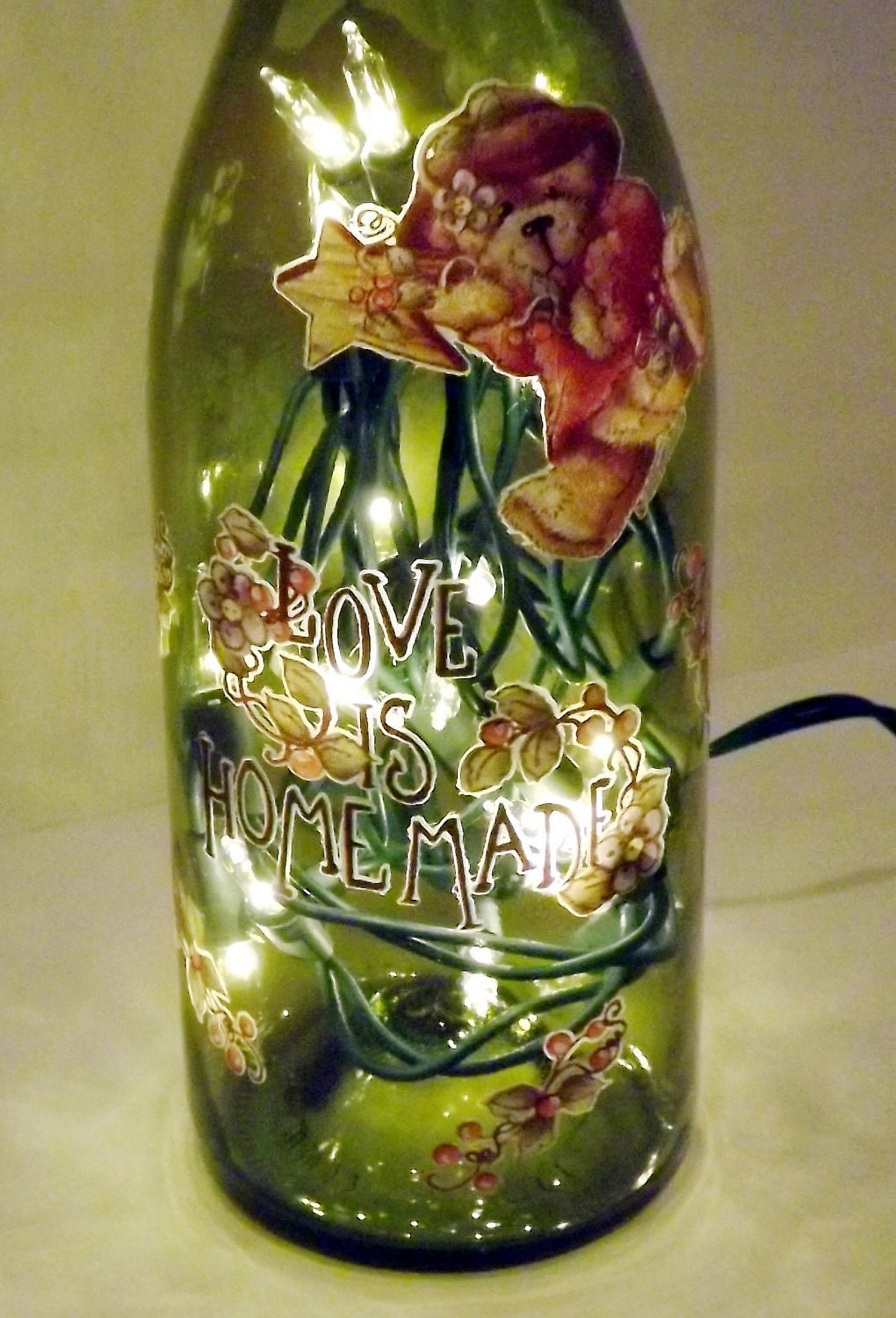 LOVE Is Homemade Recycled Wine Bottle Accent Lamp/Light-GREAT GIFT Idea