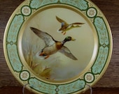 Vintage Tin Plate Mallard Ducks in Flight 1952 Decorative Wildlife Ornate Border Man Cave