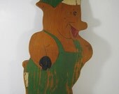 Vintage Pig Cutting Board Farm RUSTIC Patina Farmhouse Primitive Piggy