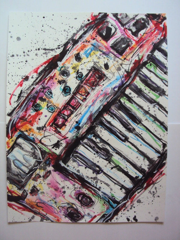 Abstract Piano Keyboard Watercolor and Acrylic Painting