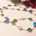 Aqua, Green and White Glass Silver Lined Bead Long Necklace