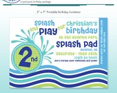 Pool Party Invitation - DIY Printable - Summer Stripes - Beach Birthday - Ocean Il_170x135