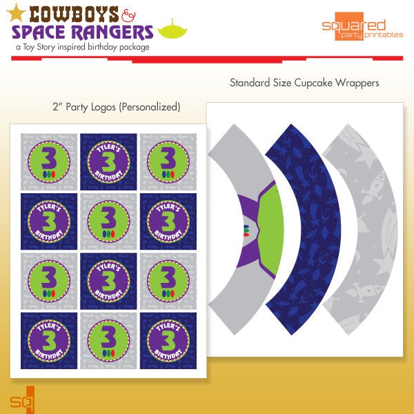 Toy Story Buzz Lightyear Inspired Printable Birthday Party Cupcake Kit - DIY Print - Cowboys & Space Rangers Il_170x135