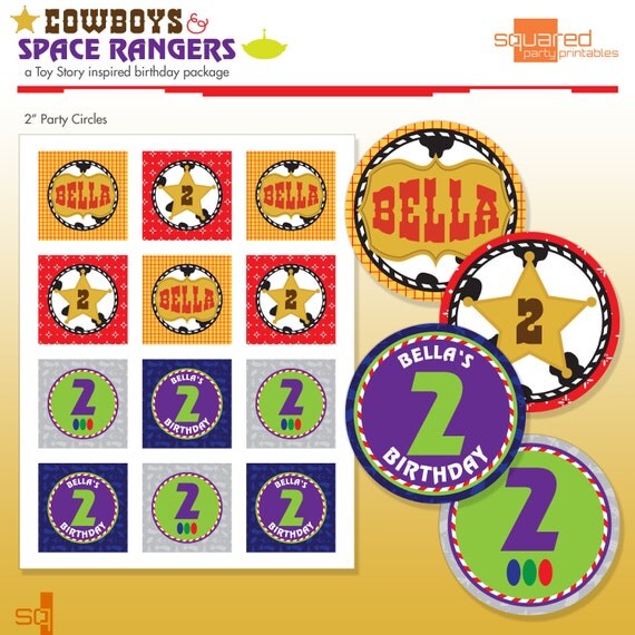 Toy Story Inspired Printable Birthday Party Circles - DIY Print - Cowboys & Space Rangers Il_570xn