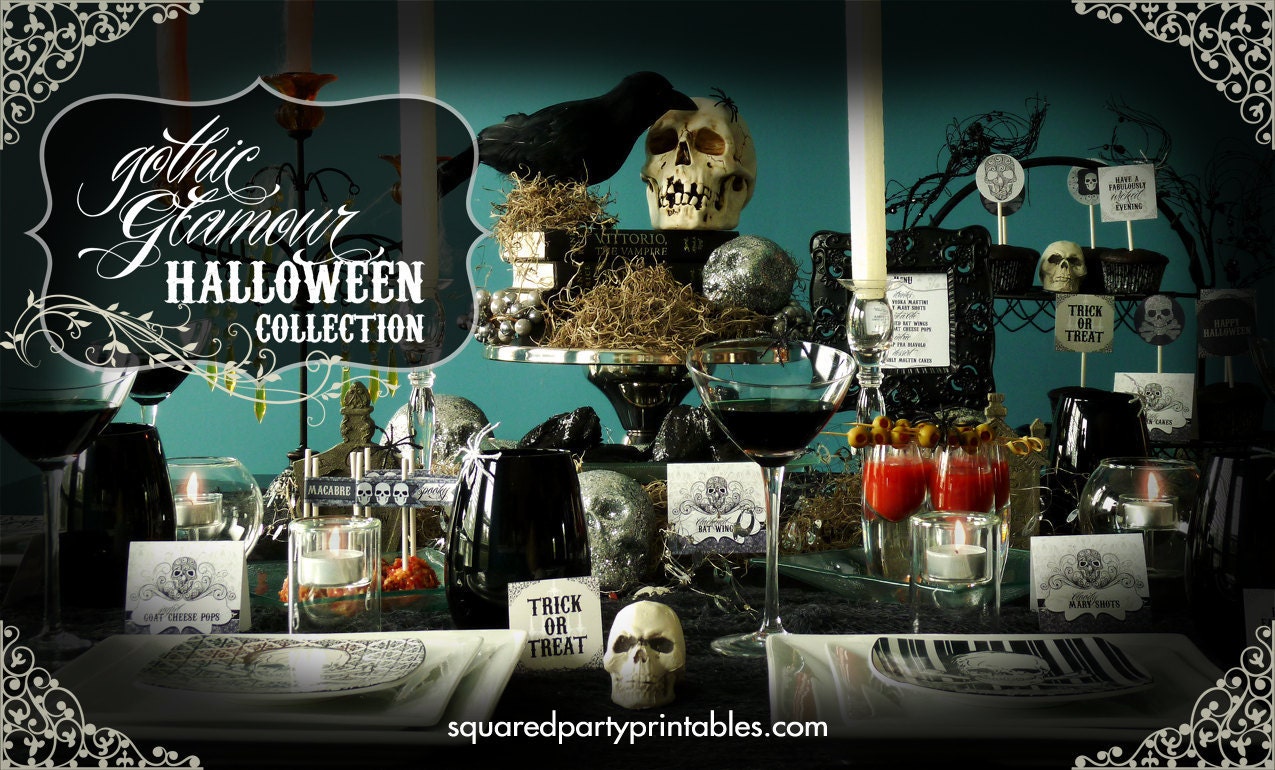 Printable Halloween Party Collection - DIY Printable Party Package - Do-it-Yourself Print Kit - Gothic Glamour Collection