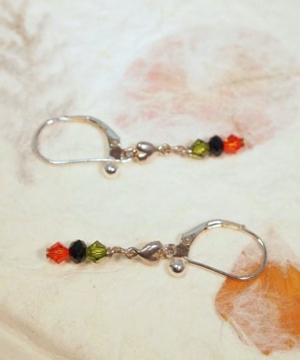 Swarovski Crystal Beads, Sterling Silver Dangle Pierced Earrings. OOAK Handmade Earrings