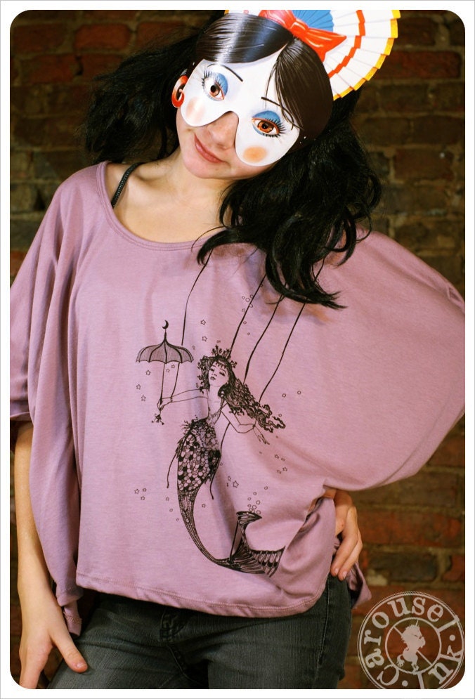 Womens Drape top - Womens one size t shirt - dusty Rose PINK - Mermaid clothing - Art