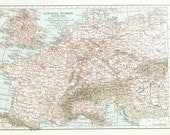 Vintage Travel Map Central Europe 1930s Large to Frame