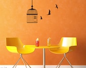 FREE Shipping - Birds and cage (vinyl wall decals for living room, baby's room) (SKU013)