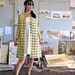 vintage mod checkered houndstooth coat. 1960s yellow & black