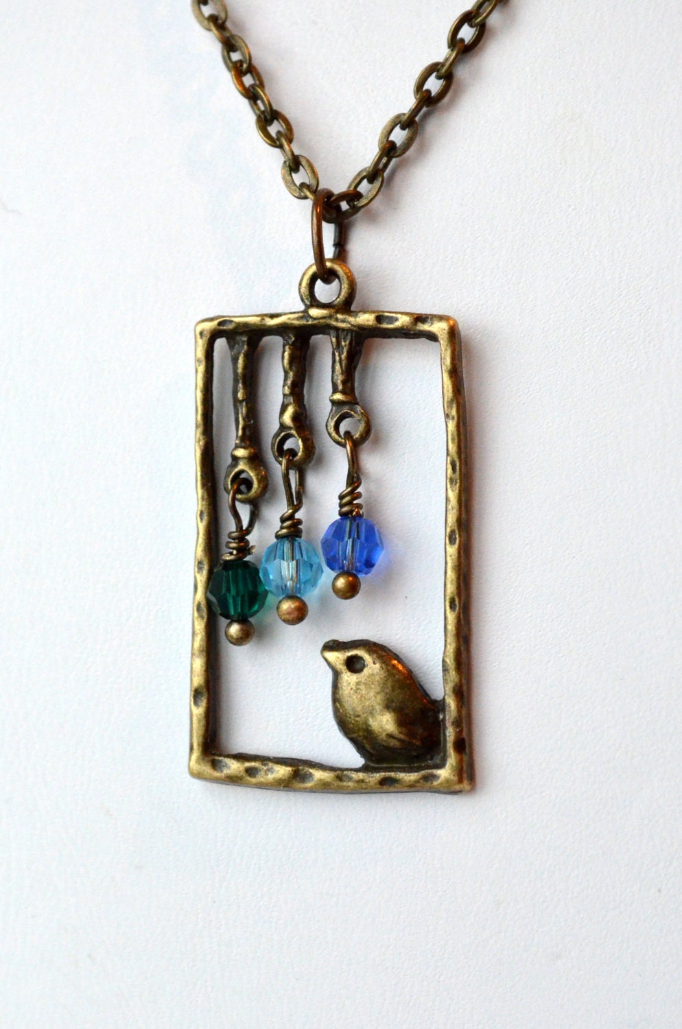 Personalized Jewelry - Baby Bird Necklace, Childrens Birthstones, 3 Kids, Mothers Day, Swarovski Crystal, Mom of 3, BBN-117