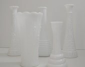 Vintage Milk Glass Vases Wedding Table arrangement Vases Wedding Decor