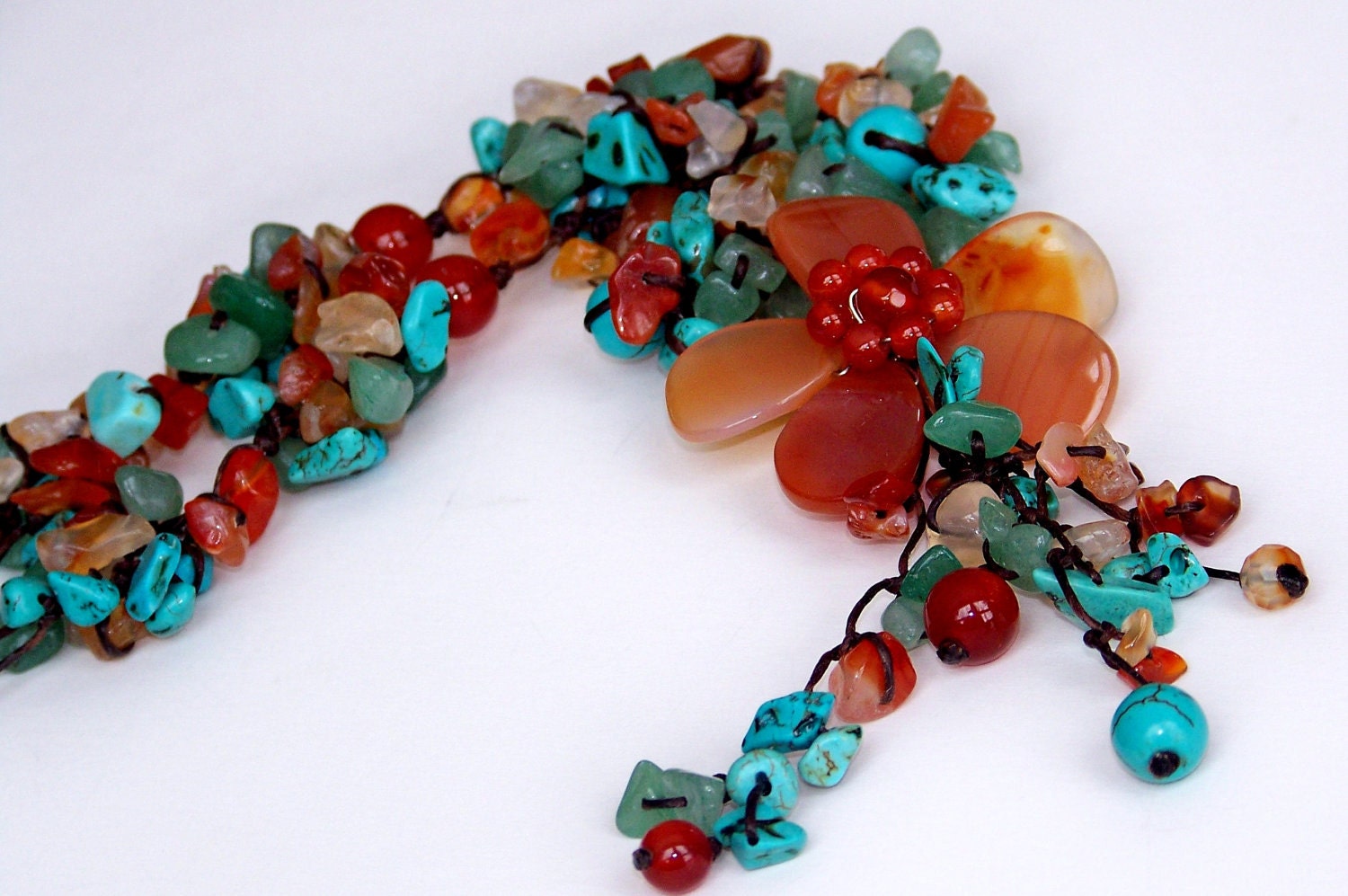 Carved Agate&Carnelian Necklace16in