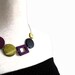 Purple Wood Necklace with Geometric Beads, Olive Green and Black Chunky Wood and Shell Bead